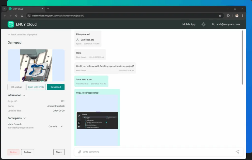Vista web multiplataforma de ENCY Clouds