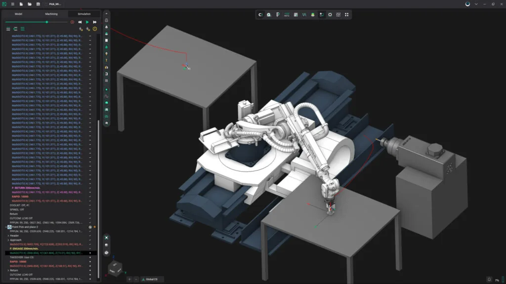 Celda de fresado robótico simulada en ENCY Robot