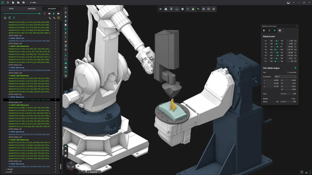 Robot con riel y posicionador configurado en ENCY Robot