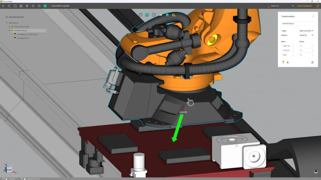 Interfaz real de MachineMaker creando un gemelo digital