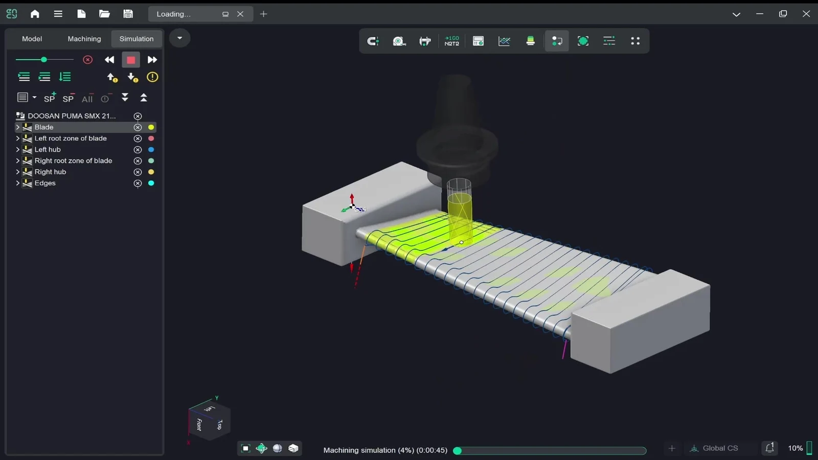 Simulación del acabado multieje de un álabe individual en ENCY